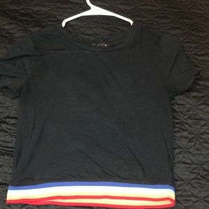 black with rainbow cropped t-shirt